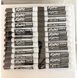 Expo Dry Erase Markers 20 Count Black Chisel Tip Low Odor Office School NEW NWT